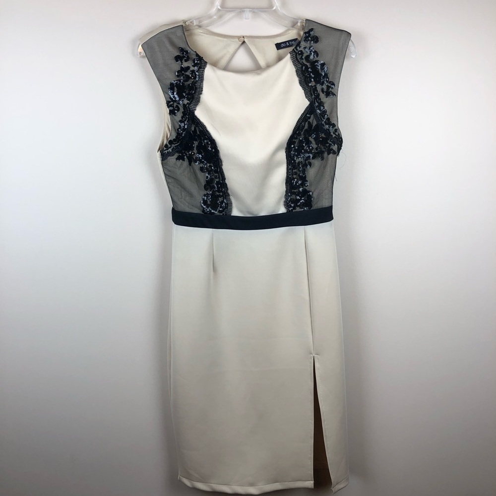Cream sequence midi dress
